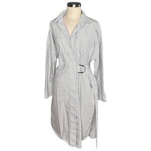 Everlane Pinstripe Belted Midi Dress - Black and White